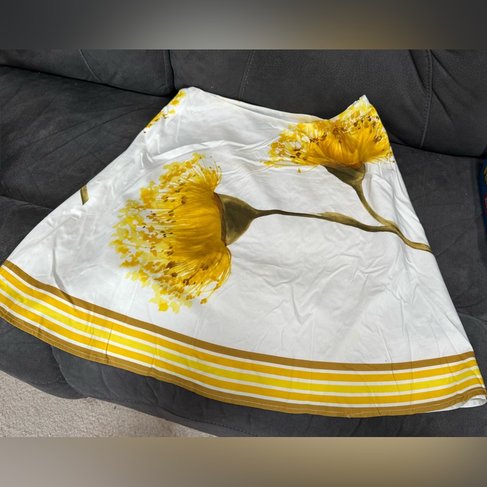 Claude Brown Floral Yellow and White Skirt